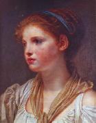 Jean-Baptiste Greuze Portrait de jeune fille au ruban bleu oil on canvas
